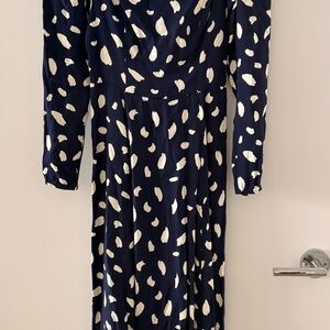 Reformation Navy and White Patterned Dress